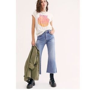 free people | stella kick flare crop jeans raw hem dakota blue 26